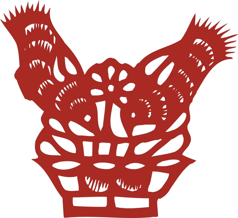 中国风中式传统喜庆民俗人物动物窗花剪纸插画边框AI矢量PNG素材【233】